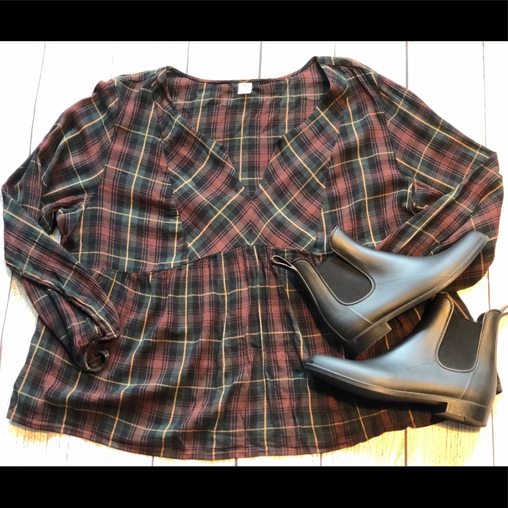 Plaid Peplum Top